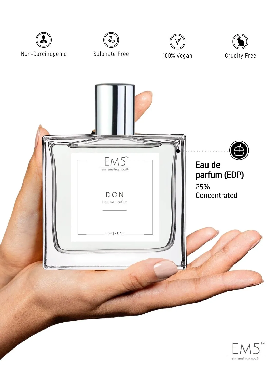 EM5™ Don Unisex Perfume EDP Spray for Men & Women | Woody Powdery Warm Spicy Fragrance Accords | Luxury Gift for Him / Her | Variants Available: 50 ml Spray / 15 ml Spray