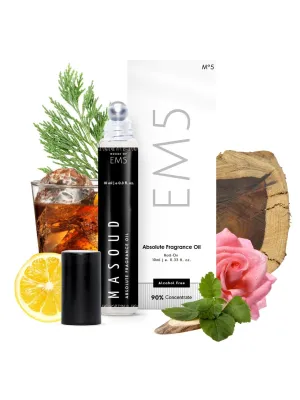 EM5™ Masoud | Perfume Oil Roll On (Attar) 90% Concentrate Non-Alcoholic for Men and Women, Strong and Long Lasting | Rose Oud Warm Spicy | 10ml Roll-On Easy to Carry and Travel Friendly