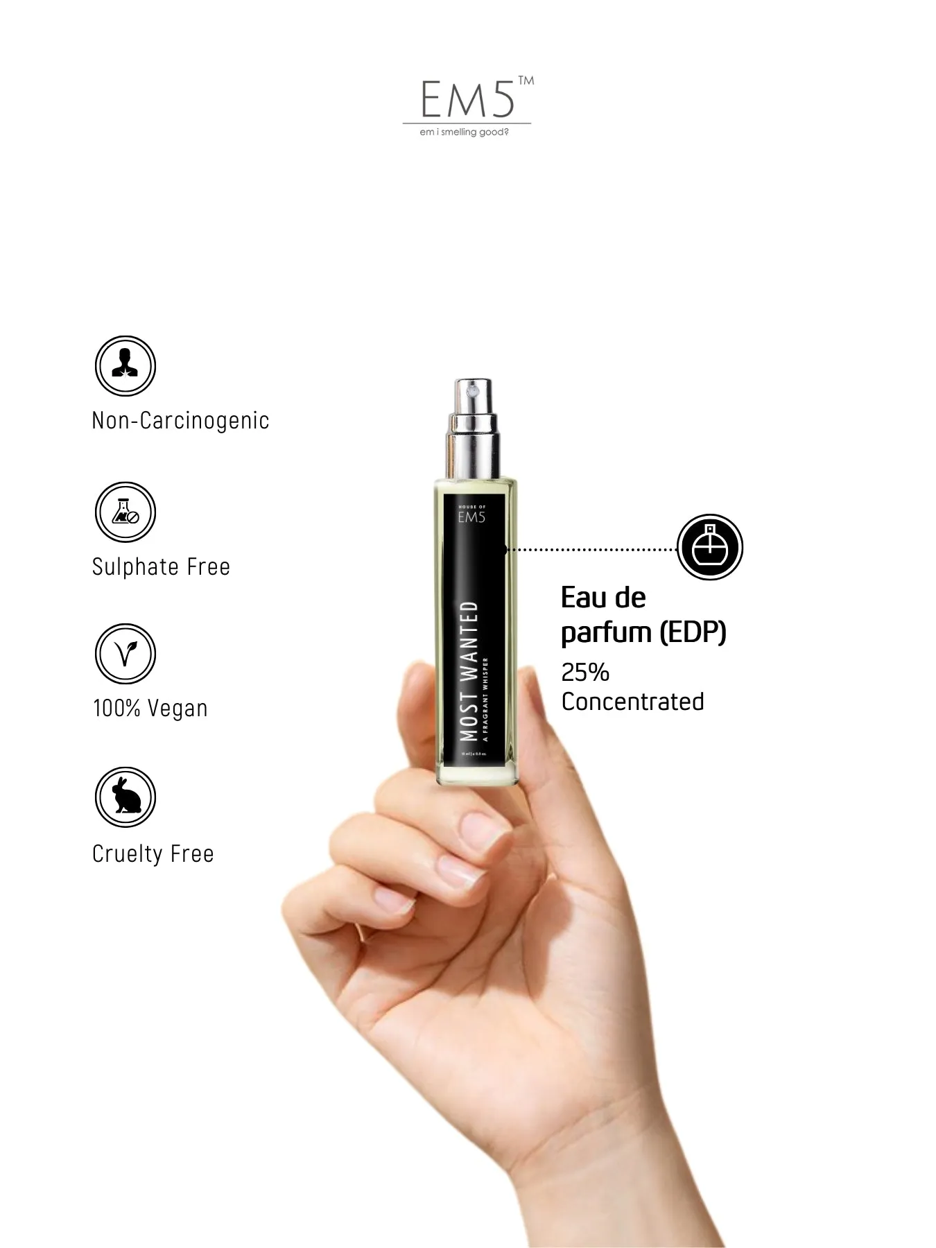 EM5™ Most Wanted Perfume EDP Spray for Men | Vanilla Woody Warm Spicy Fragrance | Luxury Gift for Him | Variants Available: 50 ml Spray / 15 ml Spray
