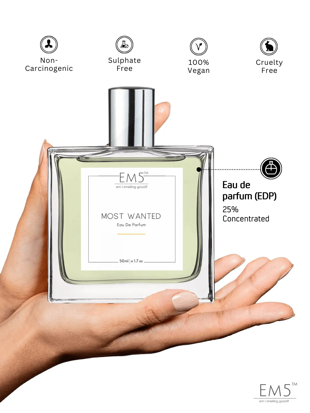 EM5™ Most Wanted Perfume EDP Spray for Men | Vanilla Woody Warm Spicy Fragrance | Luxury Gift for Him | Variants Available: 50 ml Spray / 15 ml Spray