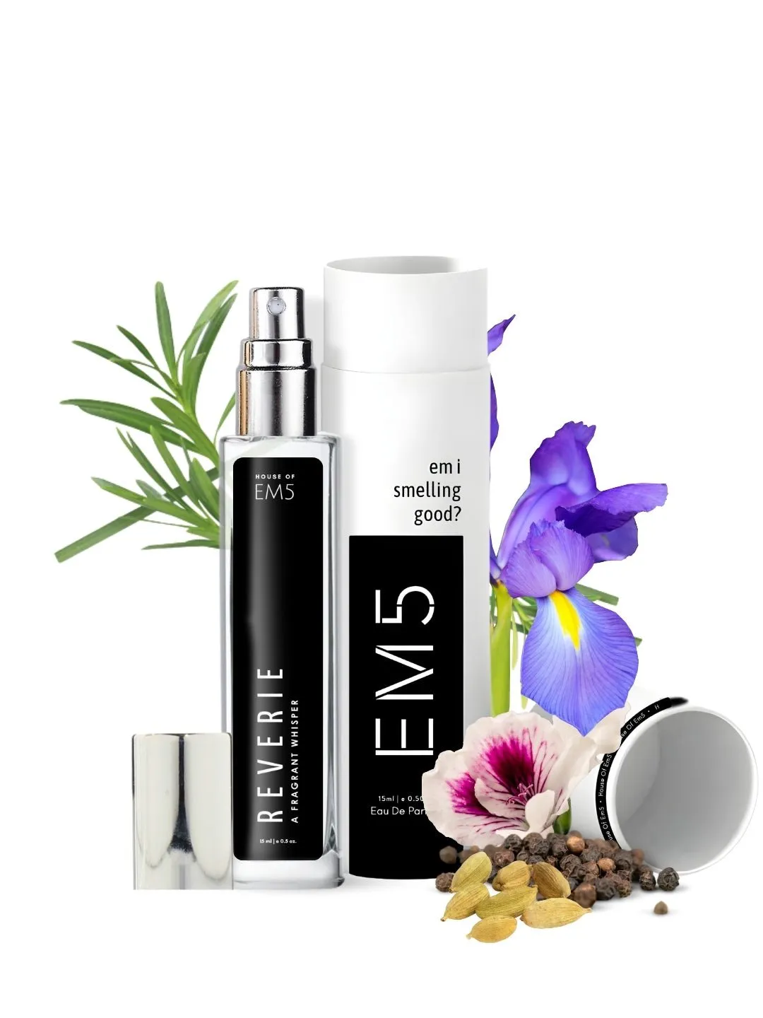 EM5™ Reverie Perfume for Men | Eau De Parfum Spray | Powdery Iris Fresh Spicy Fragrance Accords | Luxury Gift for Him | Sizes Available: 50 ml / 15 ml
