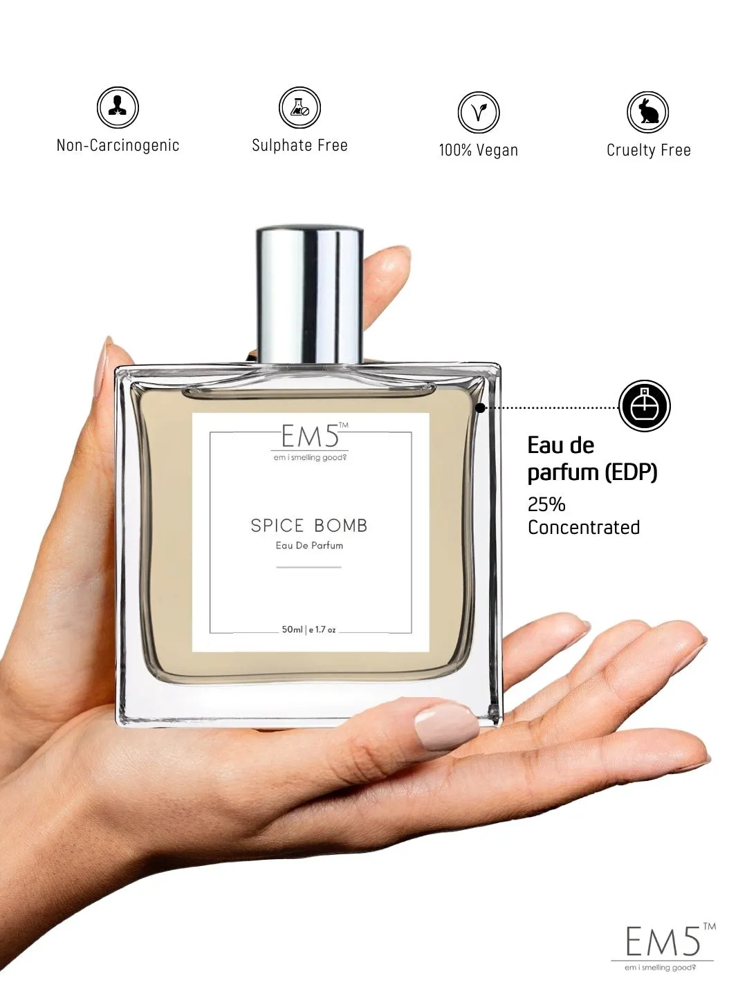 EM5™ Spice Bomb Perfume EDP Spray for Men | Warm Spicy Cinnamon Tobacco Fragrance | Luxury Gift for Him | Variants Available: 50 ml Spray / 15 ml Spray