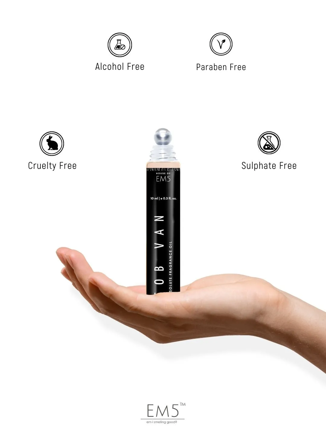 EM5™ Tob Van | Perfume Oil Roll On (Attar) 90% Concentrate Non-Alcoholic for Men and Women, Strong and Long Lasting | Tobacco Vanilla Warm Spicy Fragrance Perfume Oil | 10ml Roll-On Easy to Carry and Travel Friendly