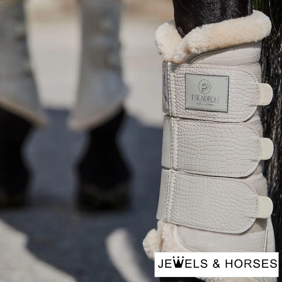 Eskadron Tendon Boots - Platinum Croco Fauxfur Tendon Boots - Pearl Grey