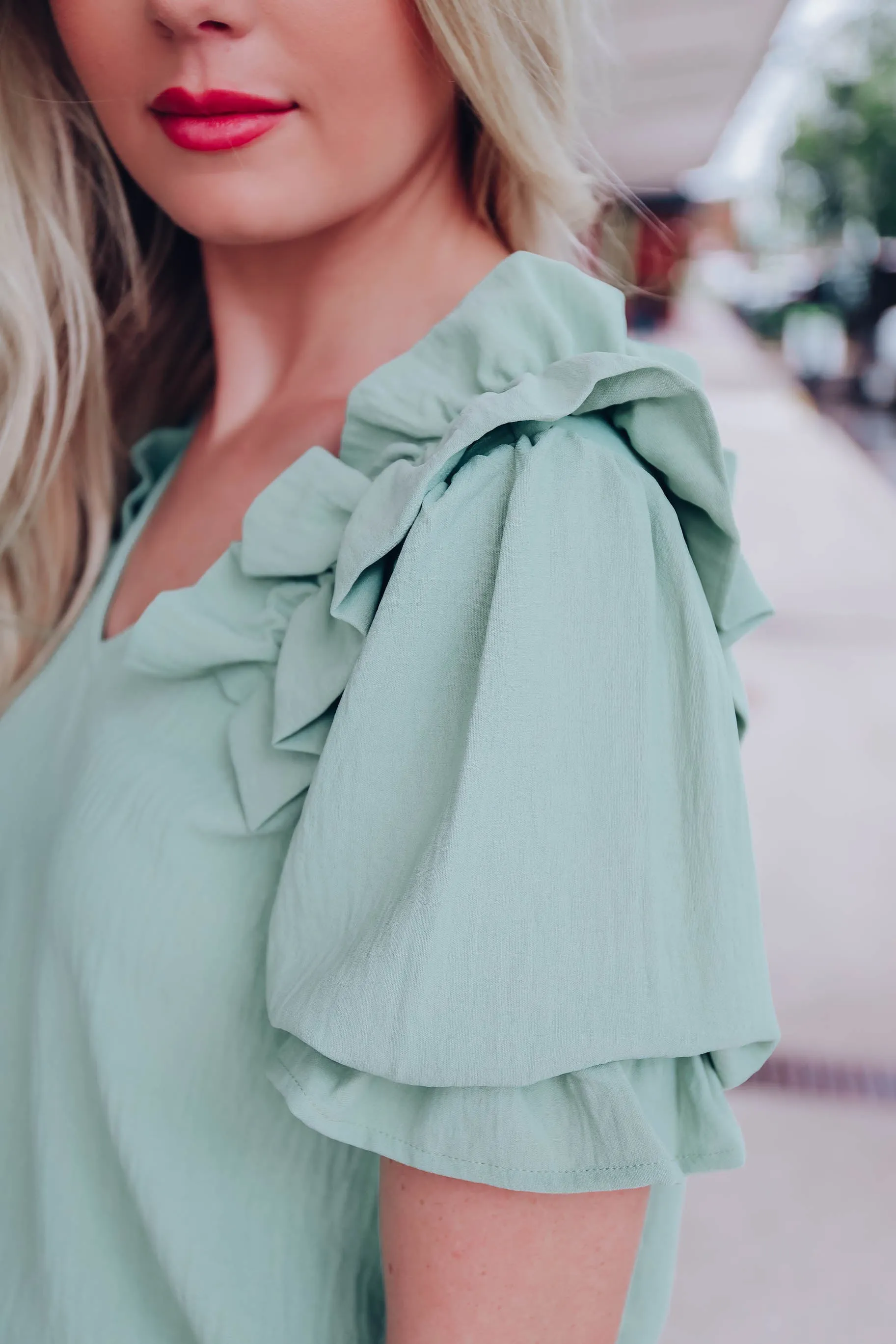 Essie Puff Sleeve Blouse - Sage