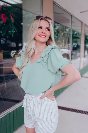 Essie Puff Sleeve Blouse - Sage