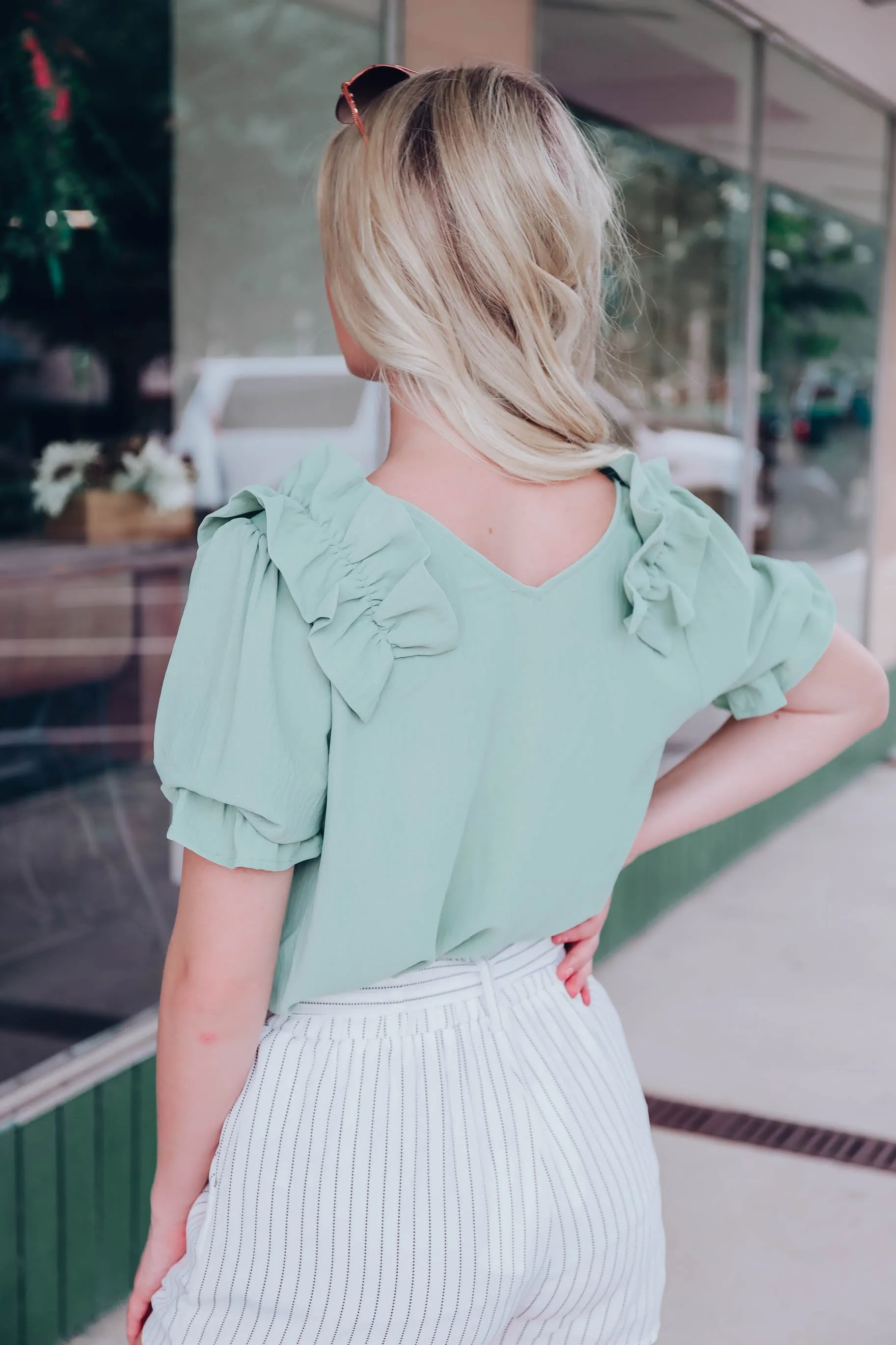 Essie Puff Sleeve Blouse - Sage