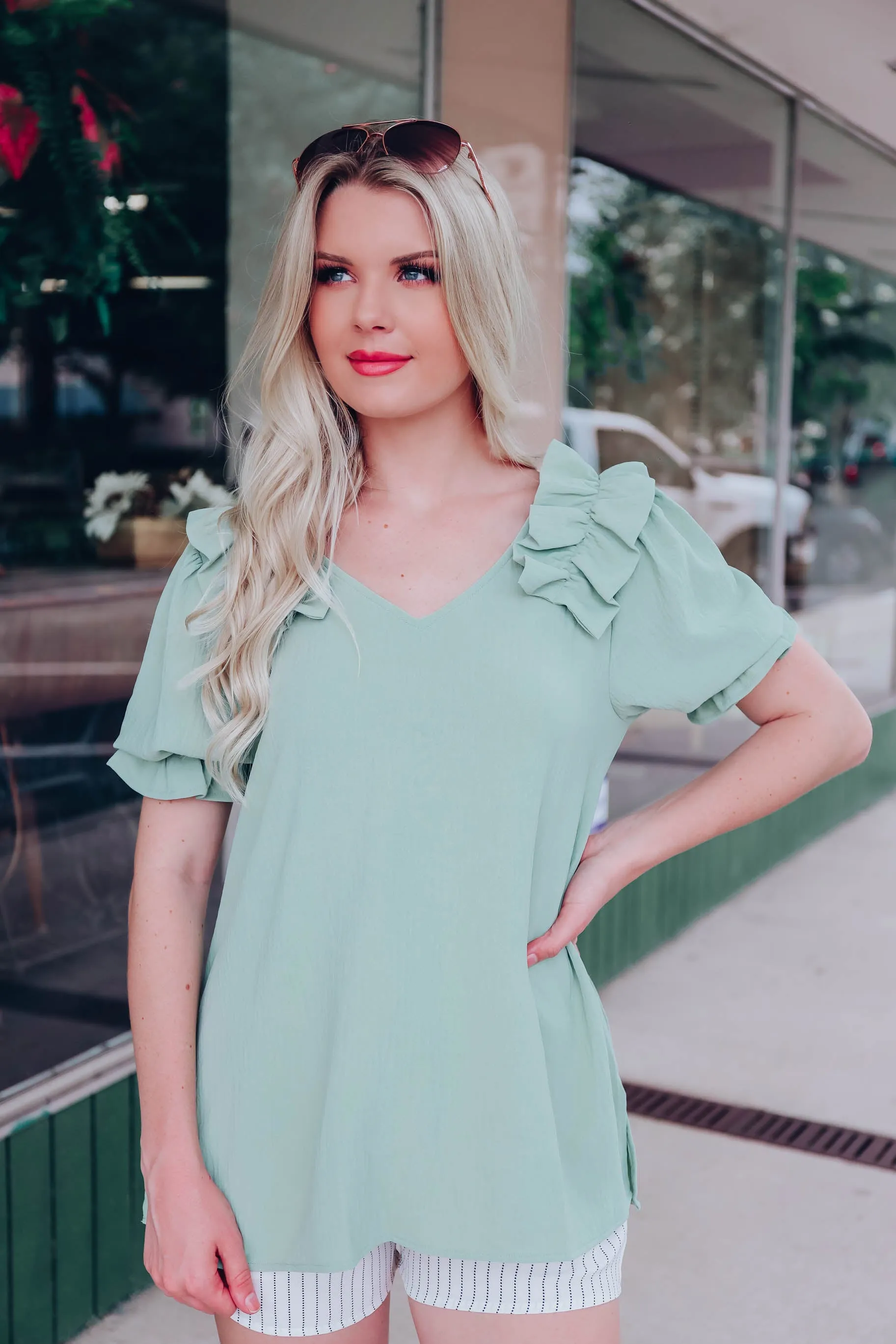 Essie Puff Sleeve Blouse - Sage