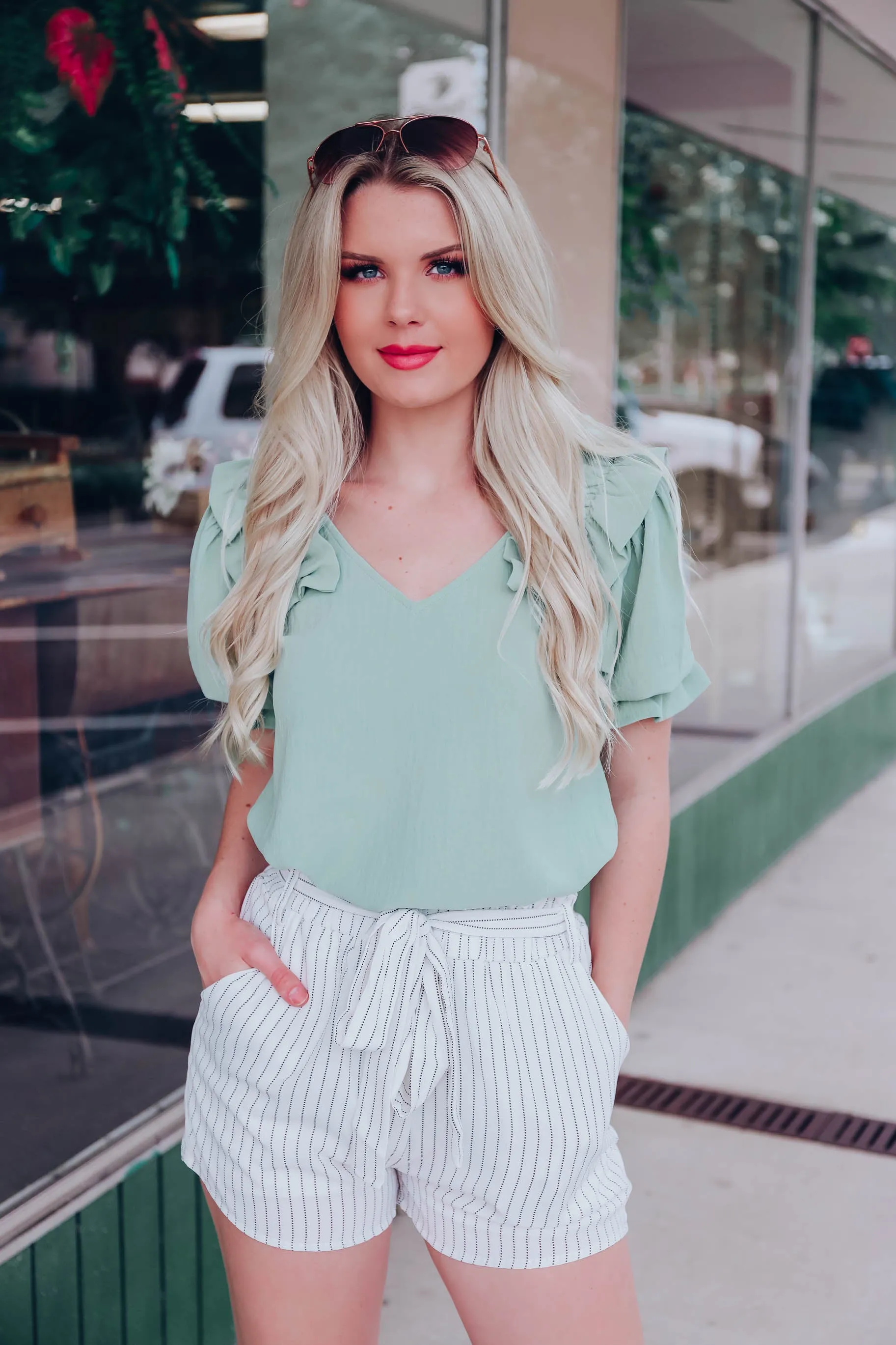 Essie Puff Sleeve Blouse - Sage