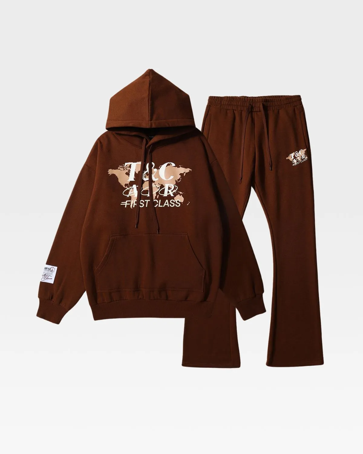 First Class Tracksuit & Beanie Scarf Set in Brown