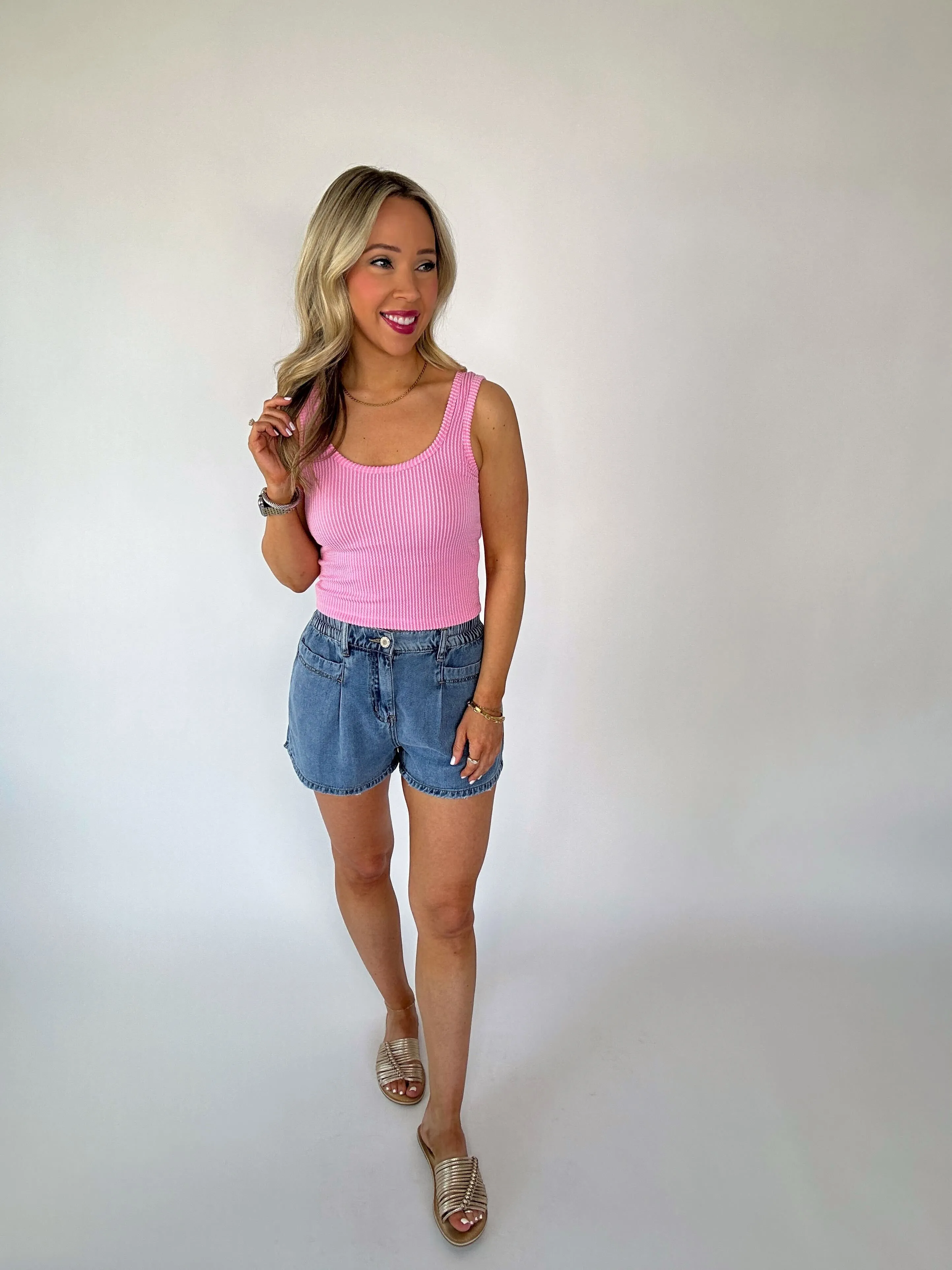 Fun In The Sun Cropped Tank - Pink