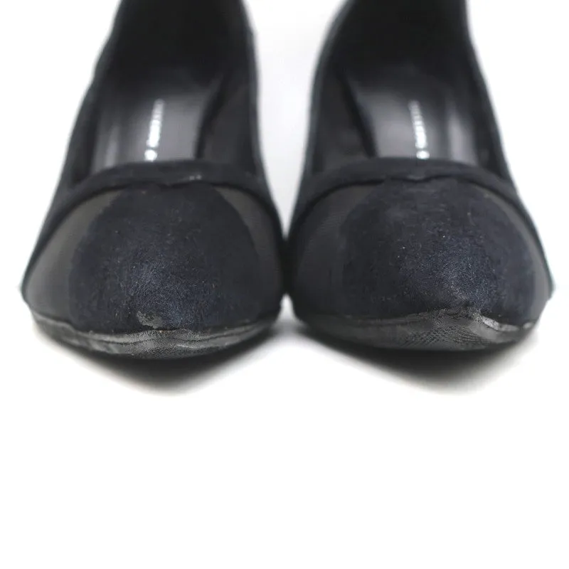 Giuseppe Zanotti Pumps Lucrezia Black Mesh-Inset Suede Size 39 Pointed Toe Heels