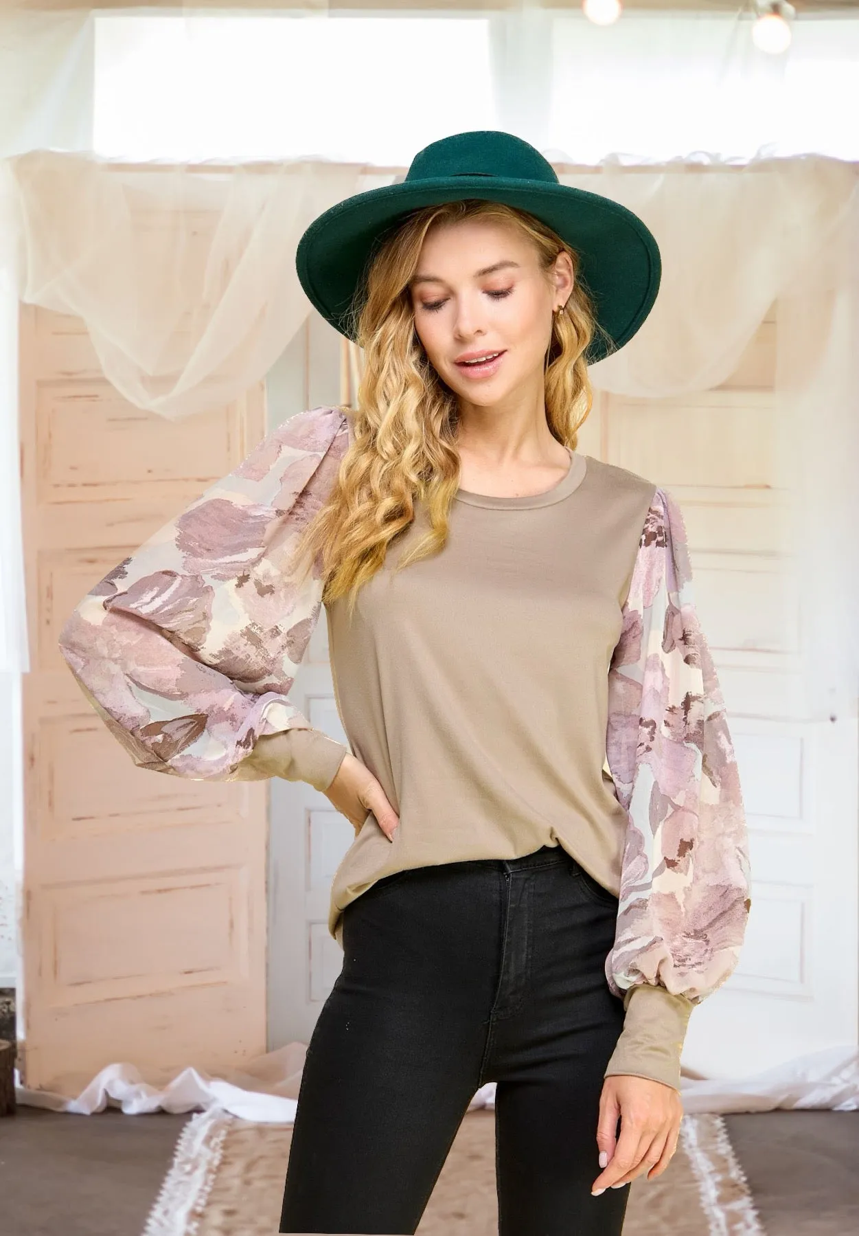 Giving You My Best Top in Taupe/Lavender