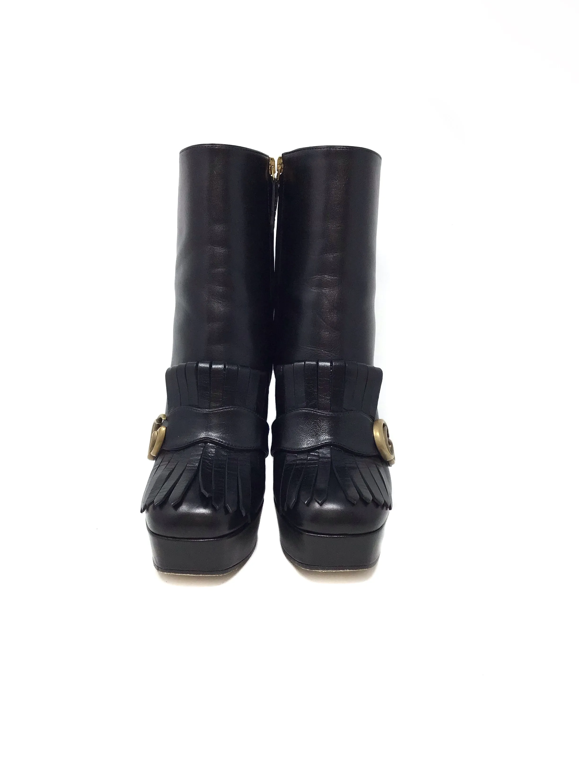 Gucci W Shoe Size 39.5 WB! 'Malaga Kid' GG Marmont Platform Bootie
