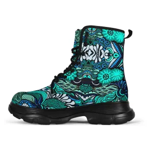 Happy Ocean Chunky Boots