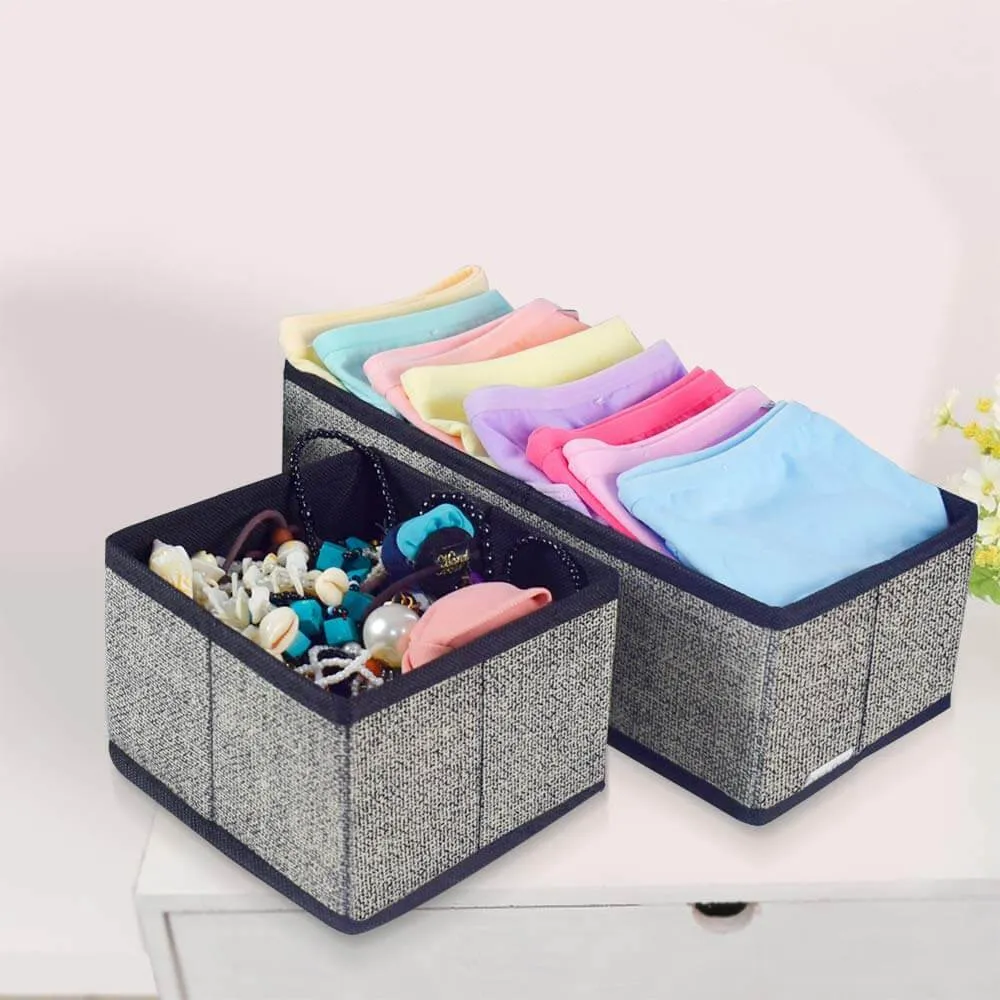 HARRA HOME Soft Fabric Drawer Organizer, Clothes Box for Underwear Bra Sock Tie Scarf, Organizing Child Baby Kids Room, Nursery Closet Drawer Divider, Set of 6