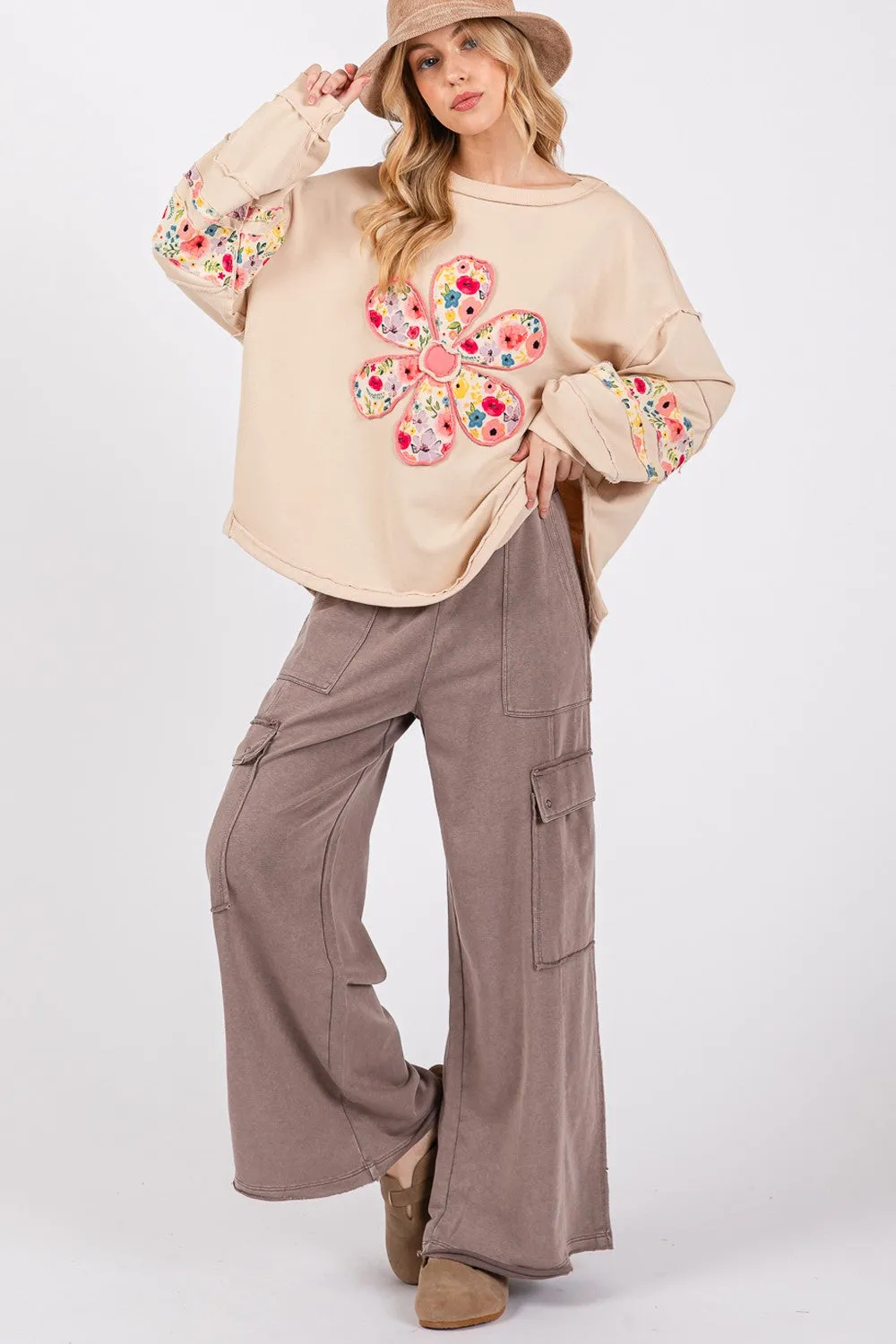 Hazel Blues® |  SAGE   FIG Knit Terry Mineral Wash Wide Leg Pants