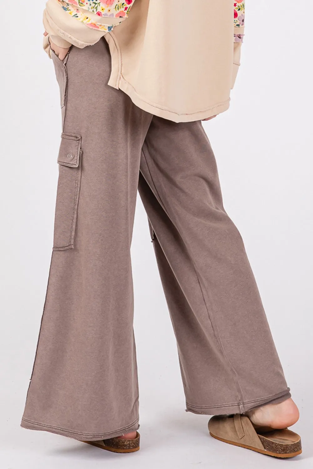 Hazel Blues® |  SAGE   FIG Knit Terry Mineral Wash Wide Leg Pants