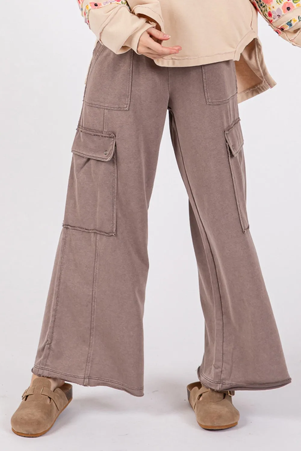 Hazel Blues® |  SAGE   FIG Knit Terry Mineral Wash Wide Leg Pants
