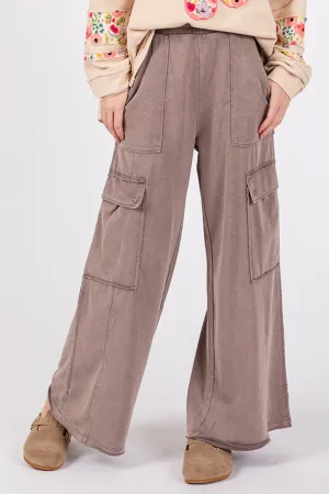 Hazel Blues® |  SAGE   FIG Knit Terry Mineral Wash Wide Leg Pants