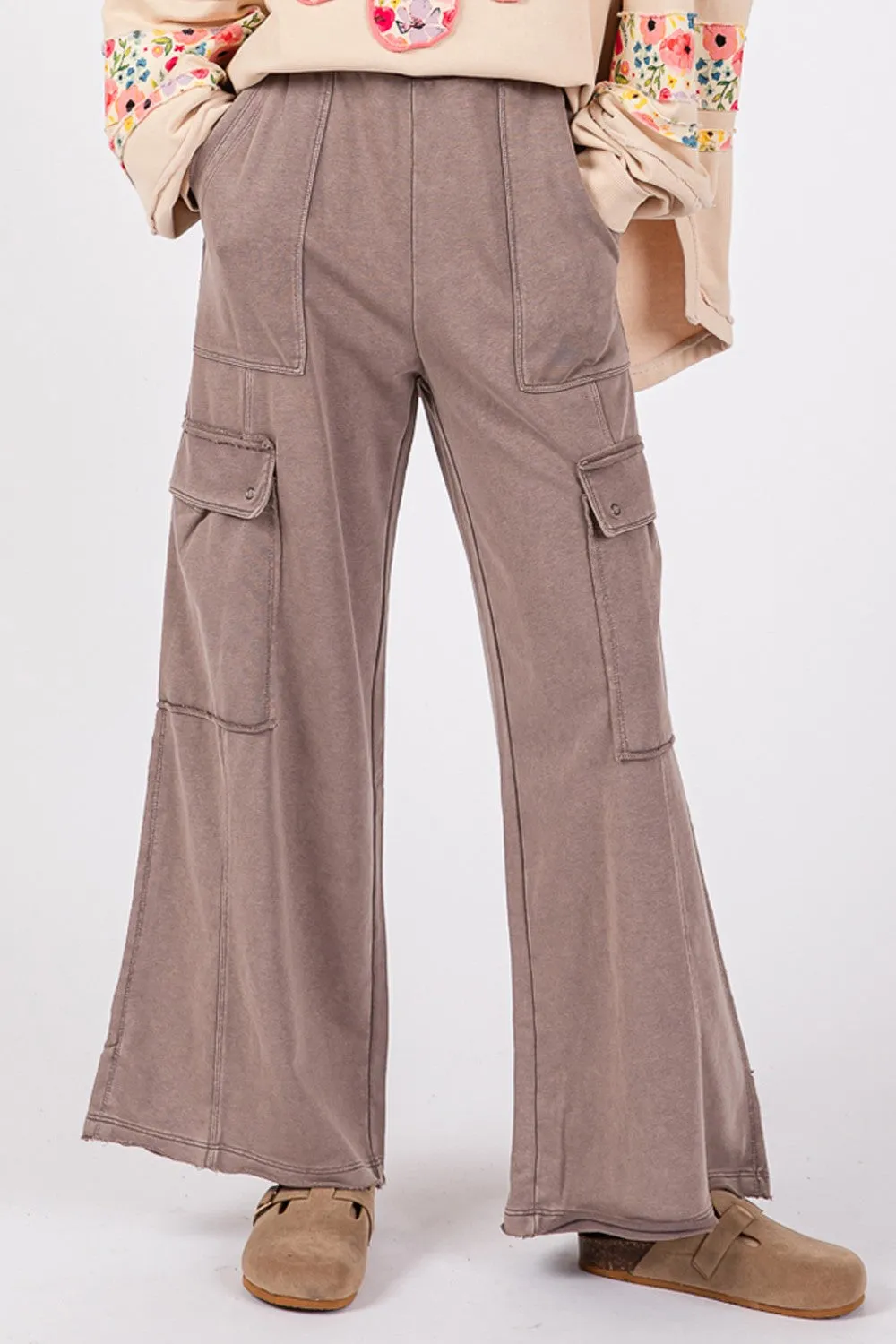 Hazel Blues® |  SAGE   FIG Knit Terry Mineral Wash Wide Leg Pants