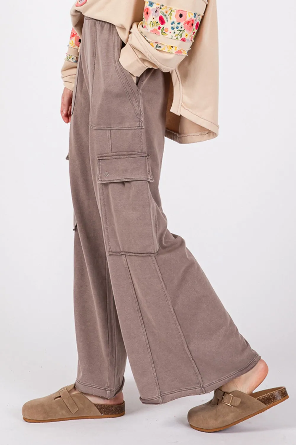 Hazel Blues® |  SAGE   FIG Knit Terry Mineral Wash Wide Leg Pants