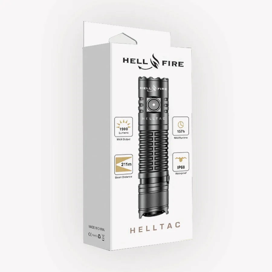 Hellfire Helltac 1900 Lumens Rechargeable Tactical Flashlight