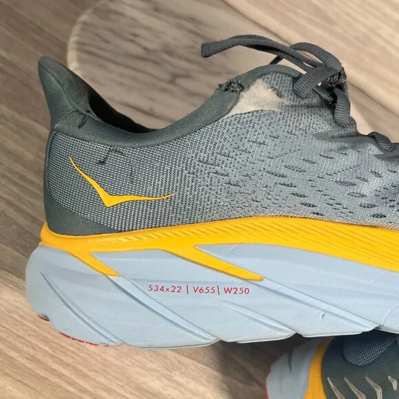 Hoka One One Clifton 8 Mens 10D Running Shoes Goblin Blue Yellow 1119393 GBMS