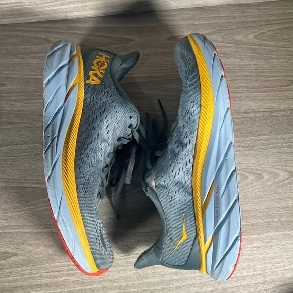 Hoka One One Clifton 8 Mens 10D Running Shoes Goblin Blue Yellow 1119393 GBMS