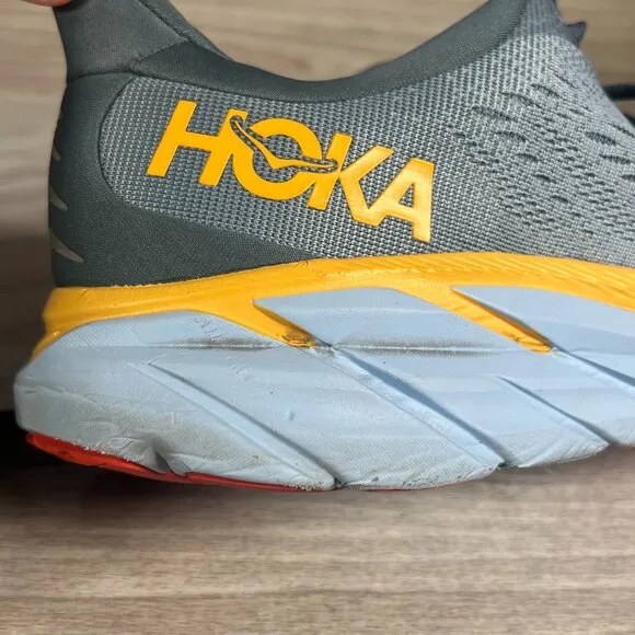 Hoka One One Clifton 8 Mens 10D Running Shoes Goblin Blue Yellow 1119393 GBMS