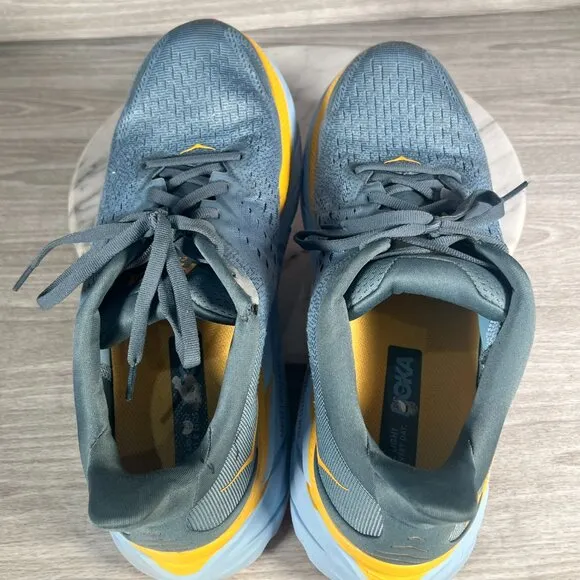 Hoka One One Clifton 8 Mens 10D Running Shoes Goblin Blue Yellow 1119393 GBMS