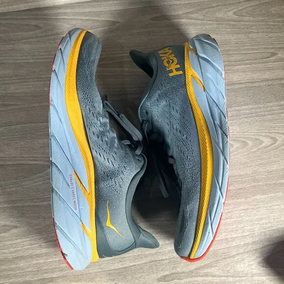 Hoka One One Clifton 8 Mens 10D Running Shoes Goblin Blue Yellow 1119393 GBMS