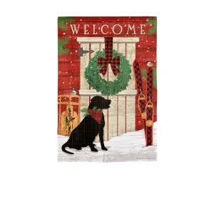 Holiday Barn Door Pup House Suede Flag,13s10022