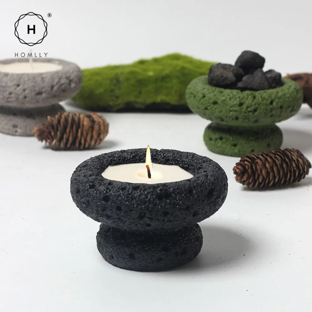 Homlly Nordic Textured Cement Terracotta Tea Light Candle Mushroom Holder (Candle Wax not included)