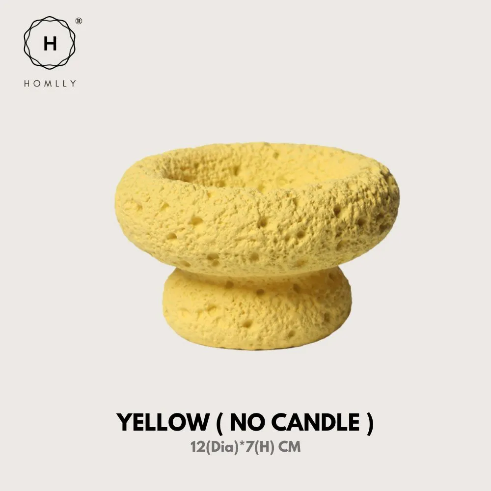 Homlly Nordic Textured Cement Terracotta Tea Light Candle Mushroom Holder (Candle Wax not included)