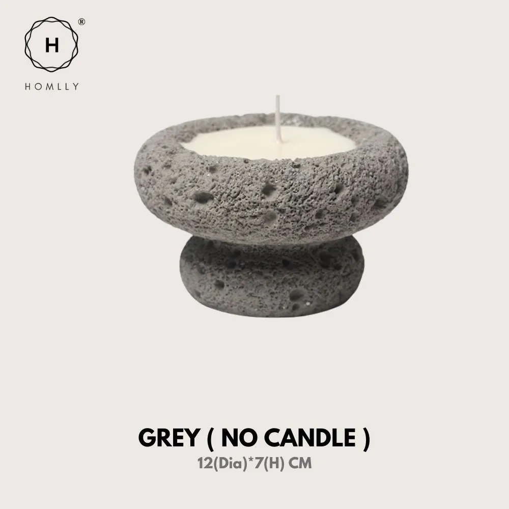 Homlly Nordic Textured Cement Terracotta Tea Light Candle Mushroom Holder (Candle Wax not included)
