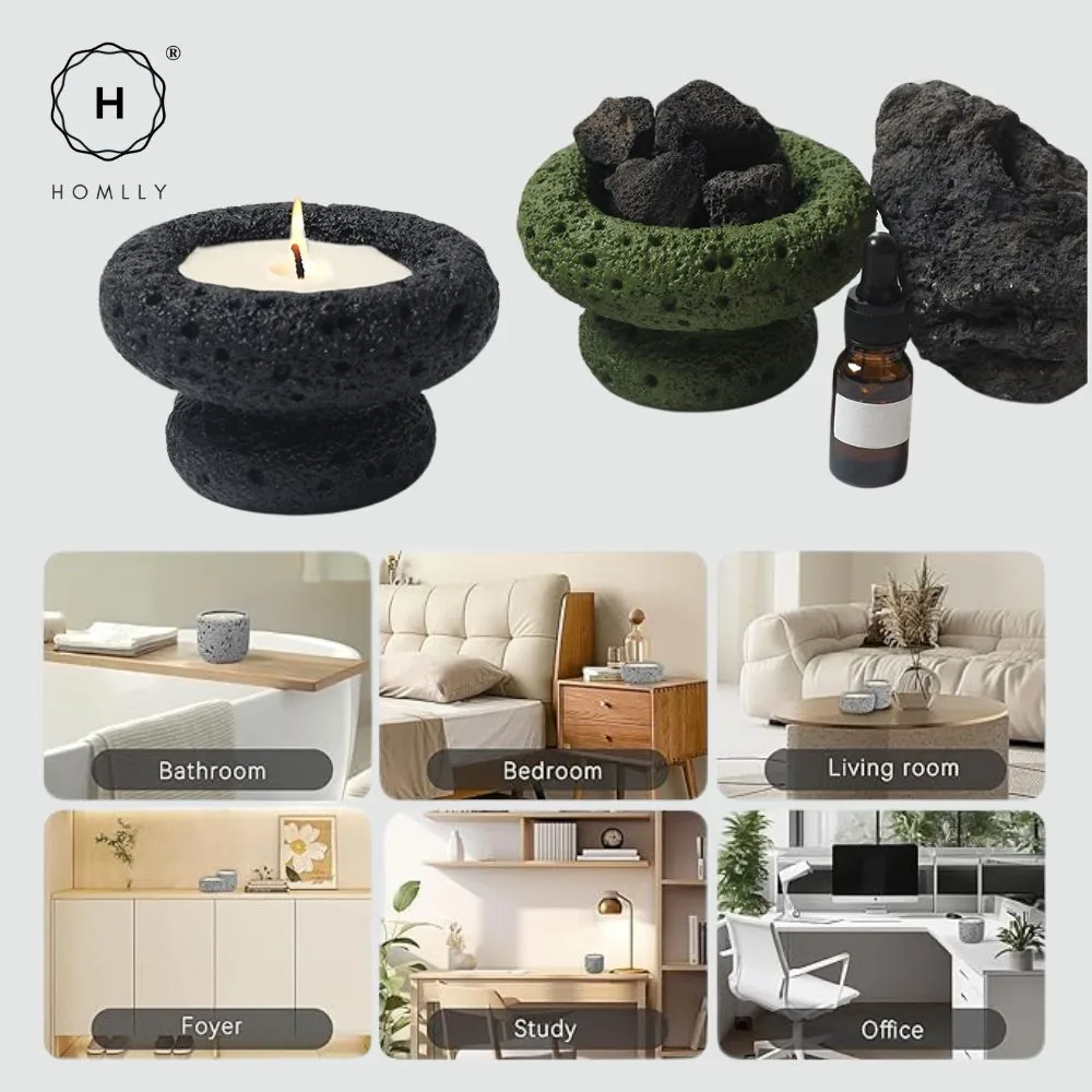 Homlly Nordic Textured Cement Terracotta Tea Light Candle Mushroom Holder (Candle Wax not included)