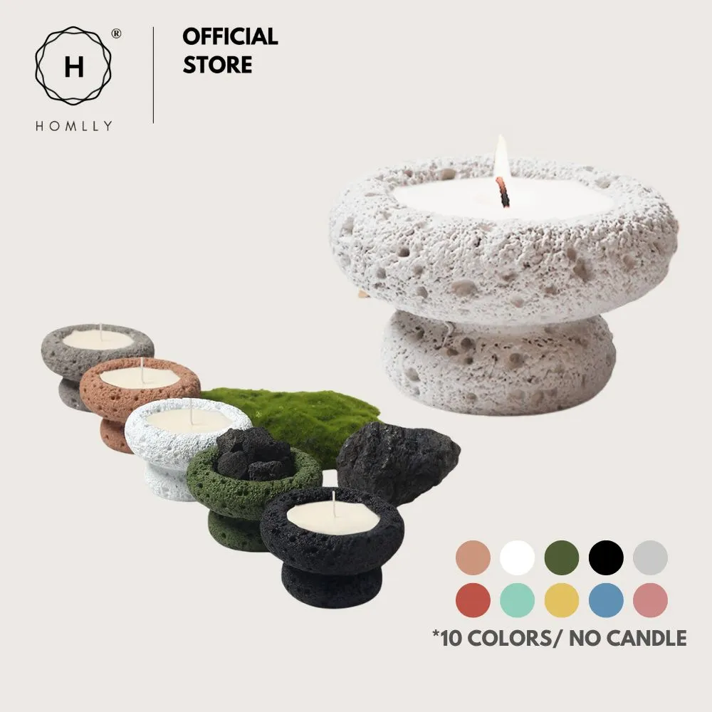 Homlly Nordic Textured Cement Terracotta Tea Light Candle Mushroom Holder (Candle Wax not included)