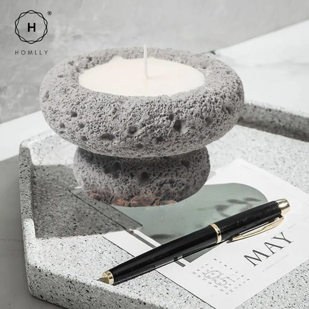 Homlly Nordic Textured Cement Terracotta Tea Light Candle Mushroom Holder (Candle Wax not included)