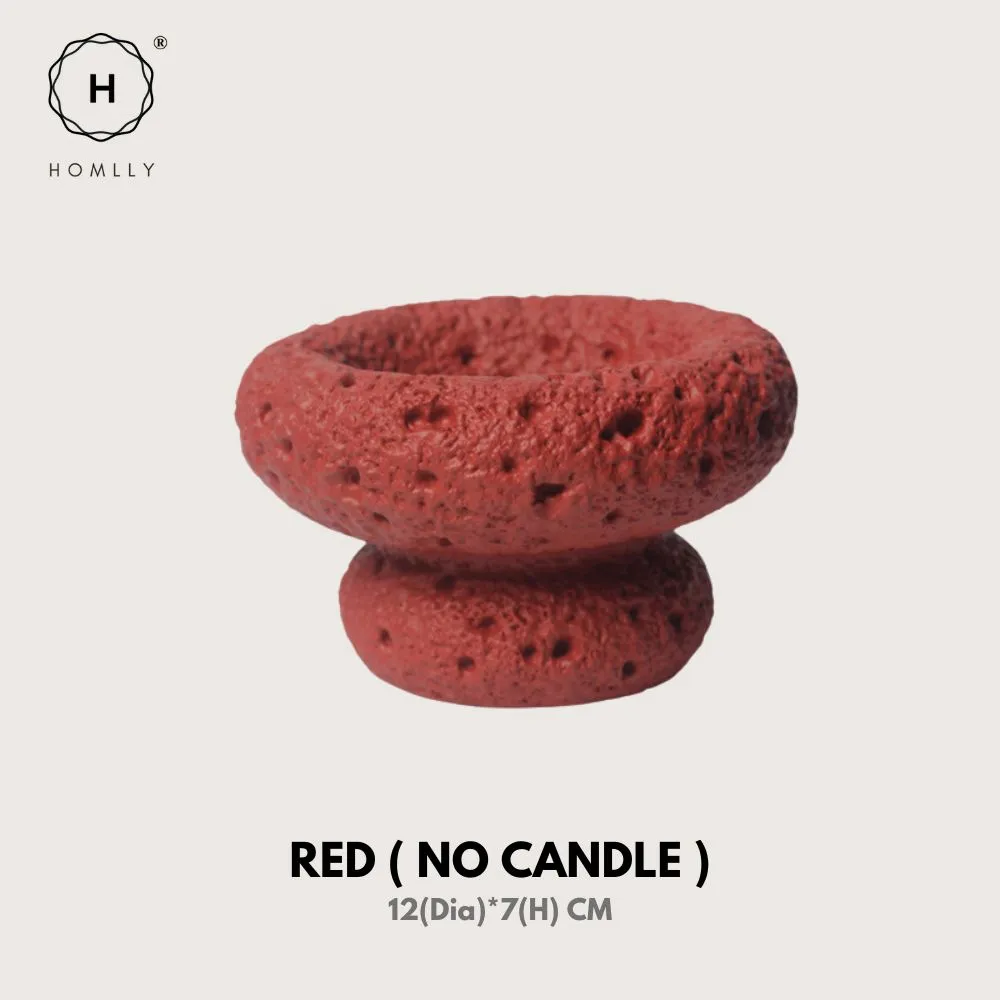 Homlly Nordic Textured Cement Terracotta Tea Light Candle Mushroom Holder (Candle Wax not included)