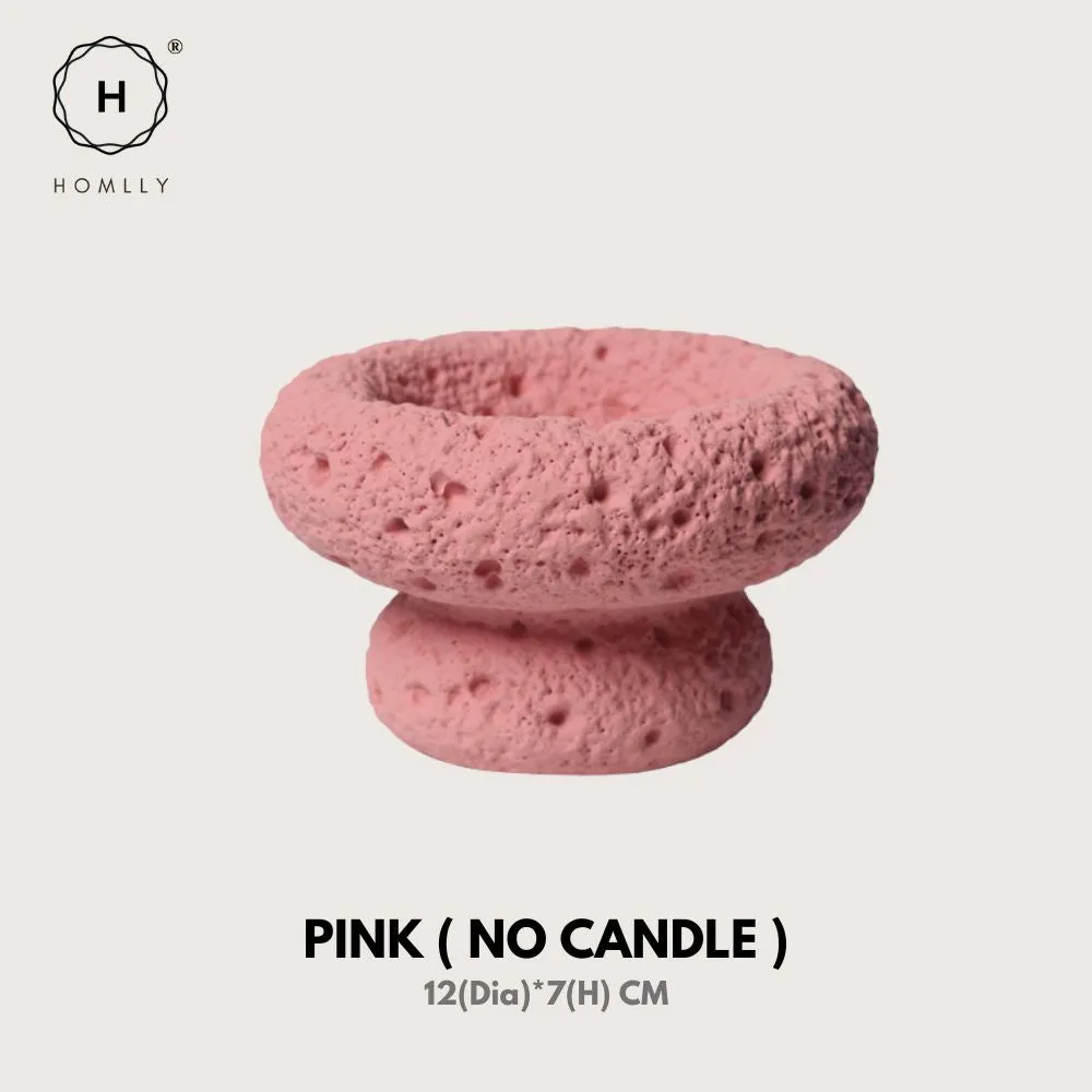 Homlly Nordic Textured Cement Terracotta Tea Light Candle Mushroom Holder (Candle Wax not included)