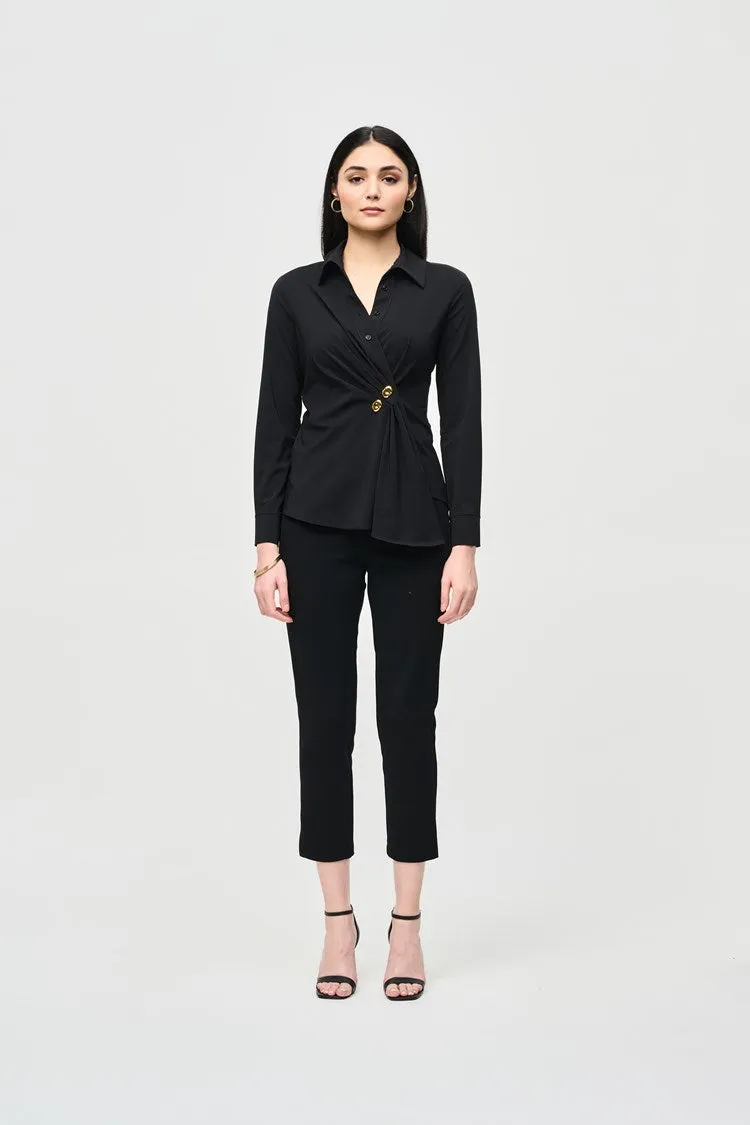 Joseph Ribkoff Stretch Woven Wrap Blouse