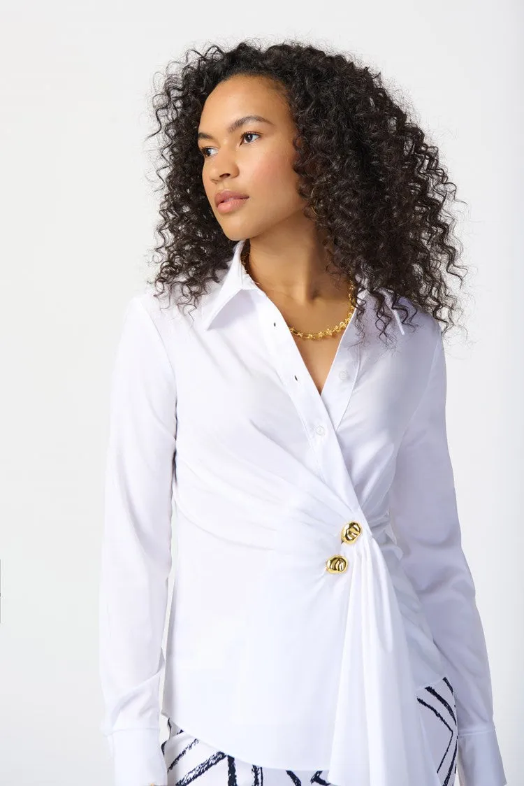 Joseph Ribkoff Stretch Woven Wrap Blouse