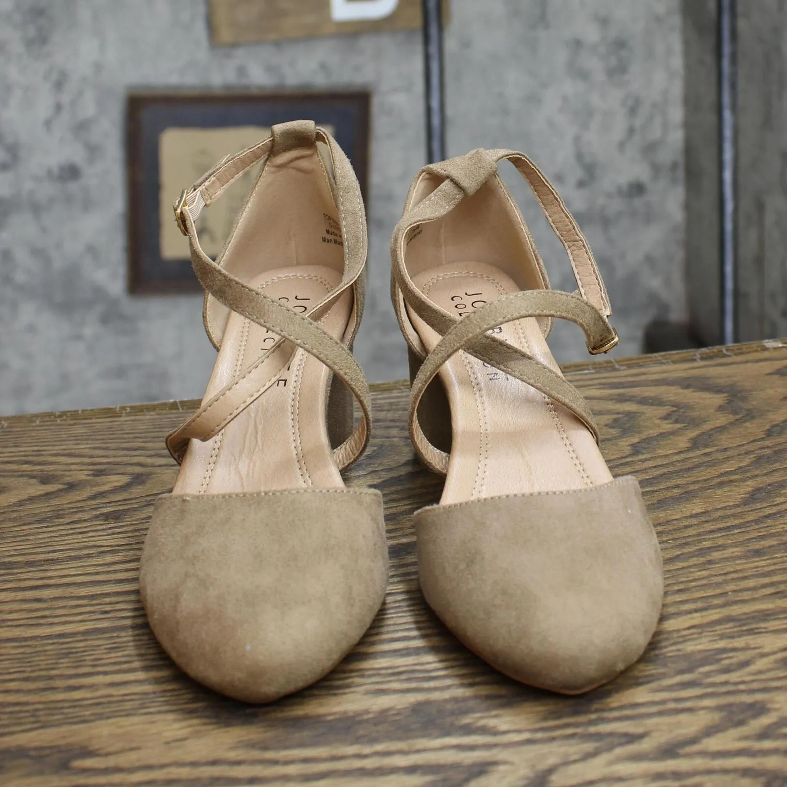 Journee Collection Foster Tru Comfort Foam Toe Block Heel Pumps Taupe Brown 6.5M