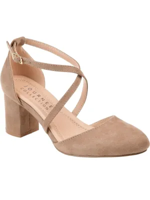 Journee Collection Foster Tru Comfort Foam Toe Block Heel Pumps Taupe Brown 6.5M