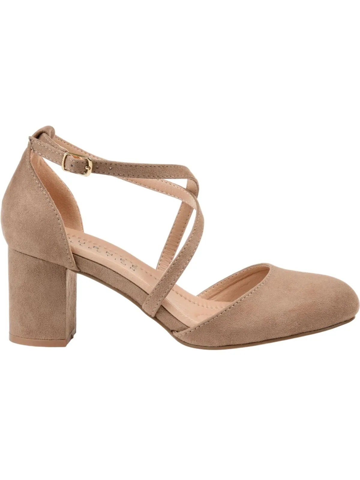 Journee Collection Foster Tru Comfort Foam Toe Block Heel Pumps Taupe Brown 6.5M
