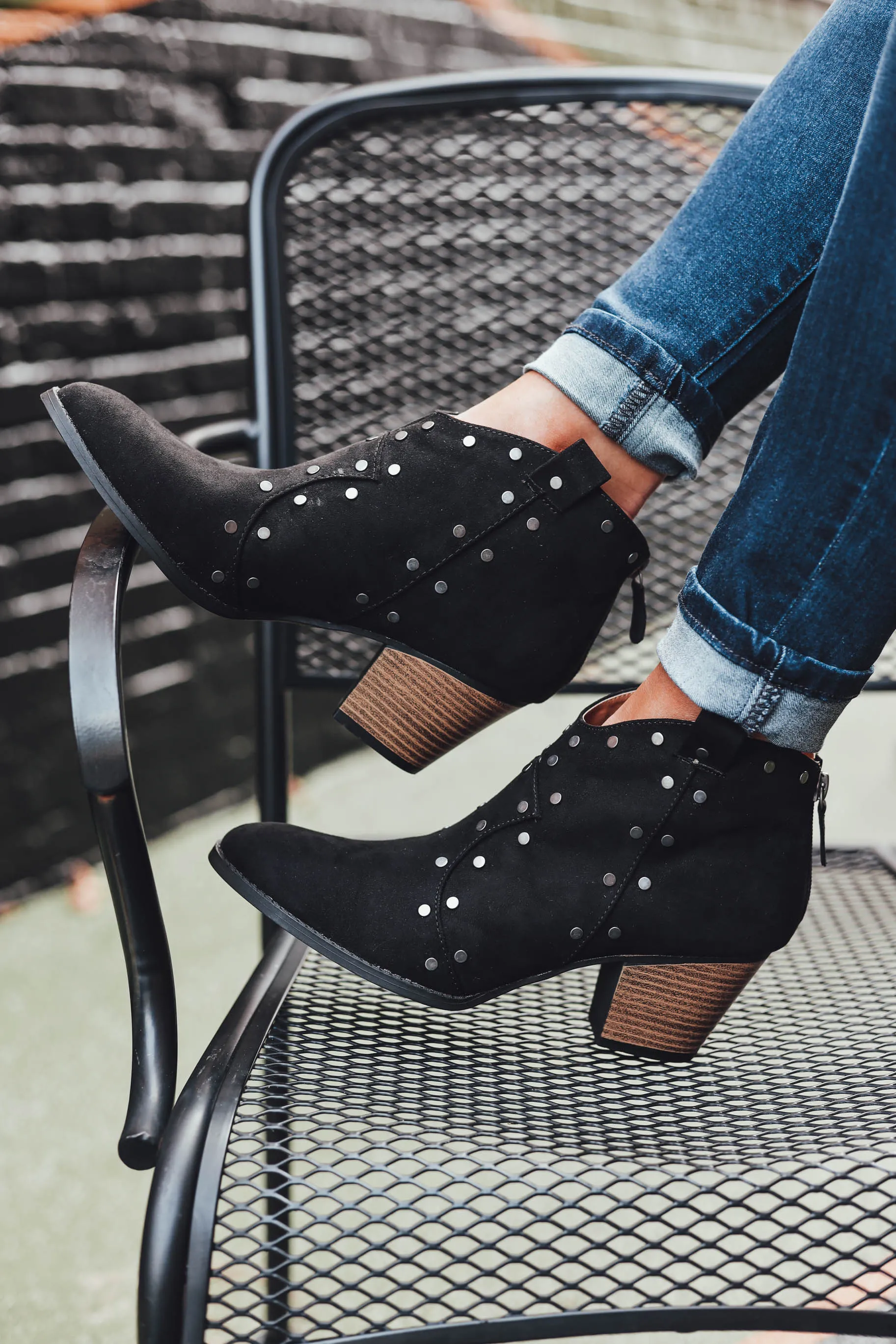 Kinley Studded Booties - Black
