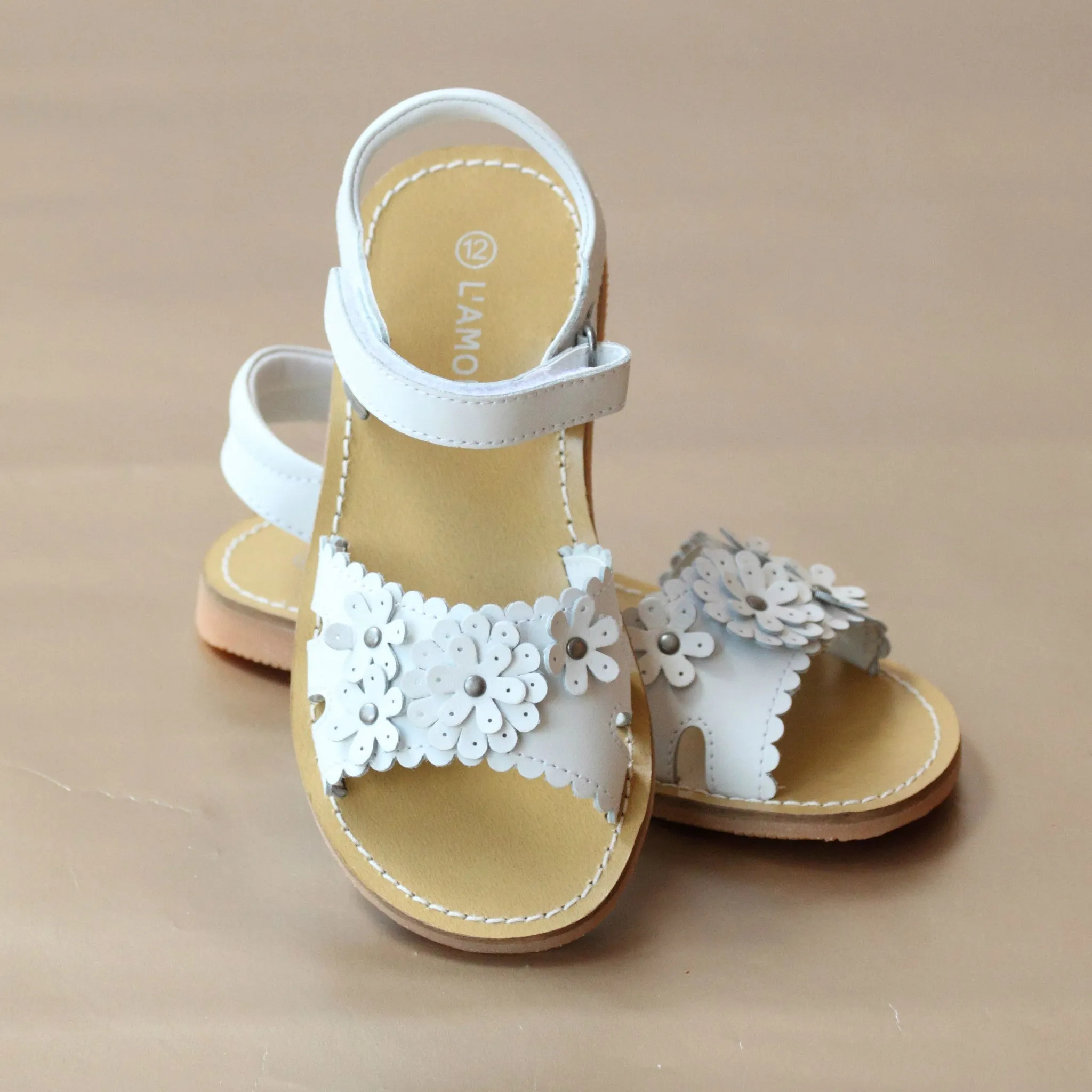 L'Amour Girls Scalloped Flower Blossom Sandal