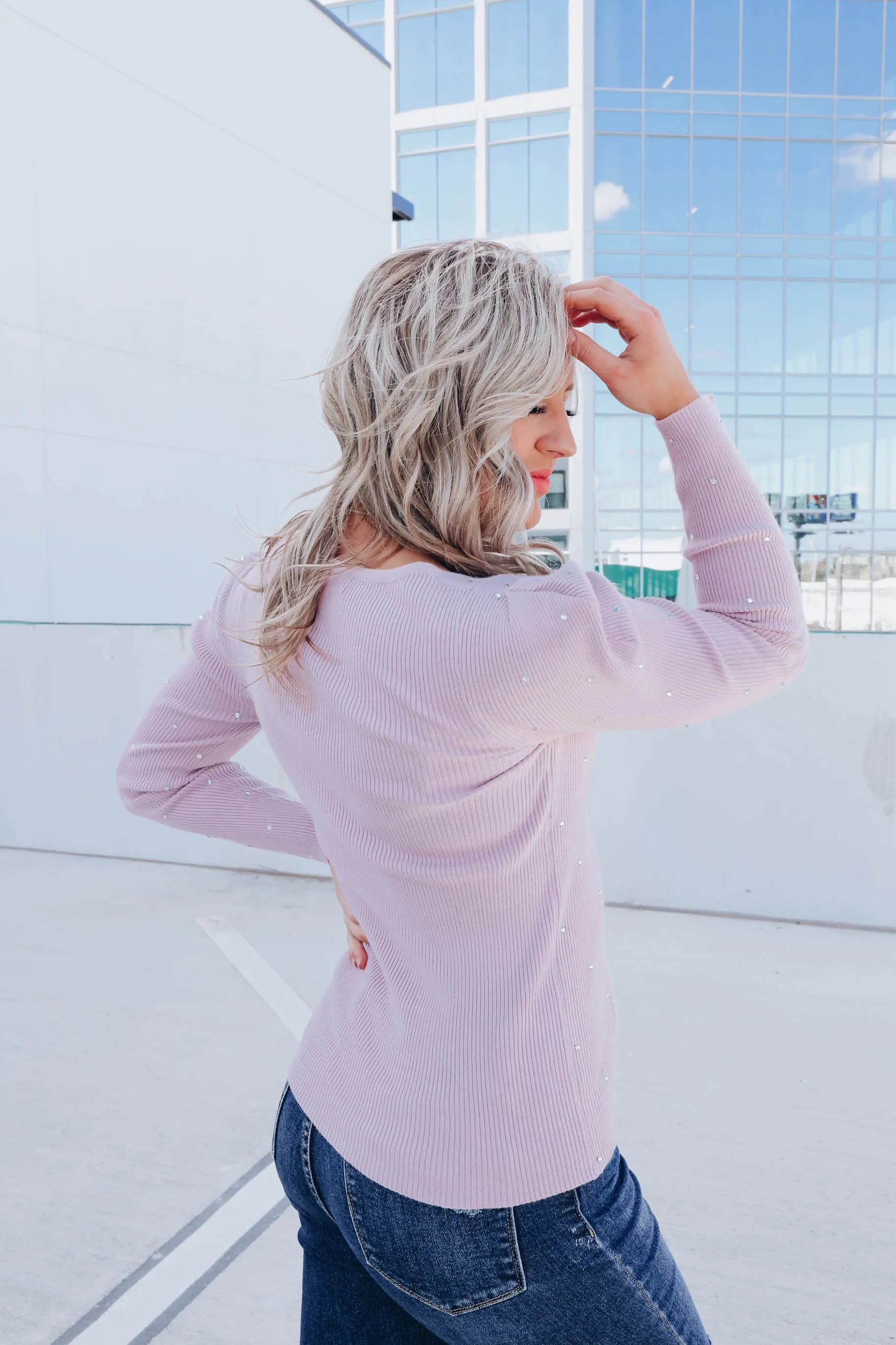 Laurissa Rhinestone Sweater - Lilac