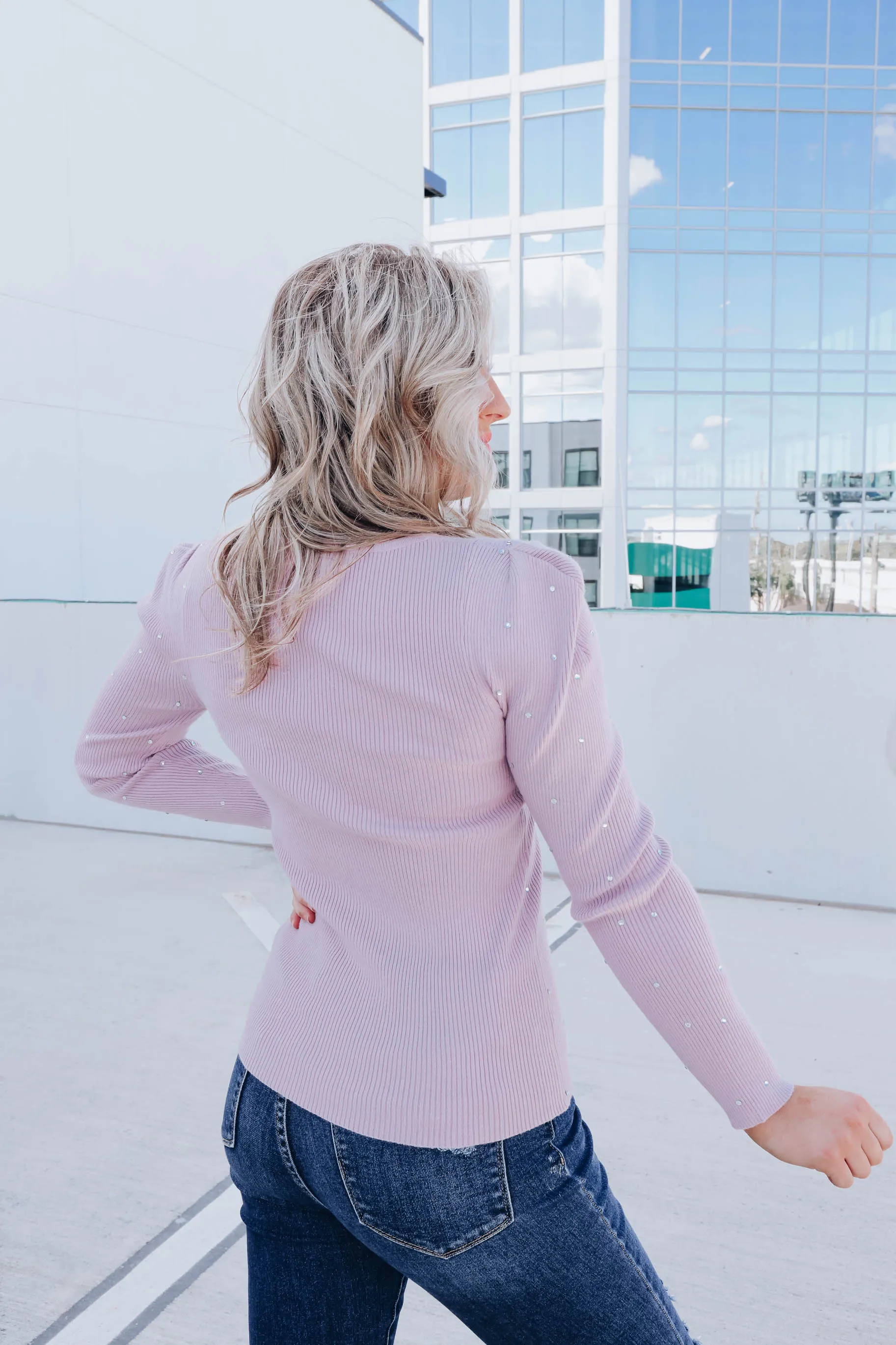 Laurissa Rhinestone Sweater - Lilac